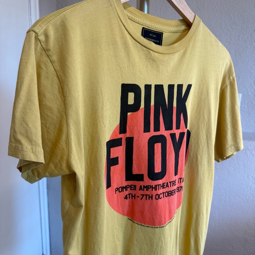 EUC Retrobrand Mustard Yellow Pink Floyd Graphic T-Shirt Size Small - Picture 3 of 9